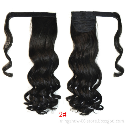 Long culry cambodian blonde elastic pony tail bands pony tail hair extension